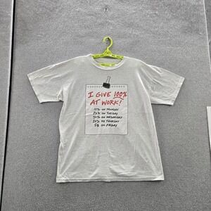 VINTAGE Work Sucks Men Shirt XL Gray‎ Graphic Work Humor Print USA 90s
